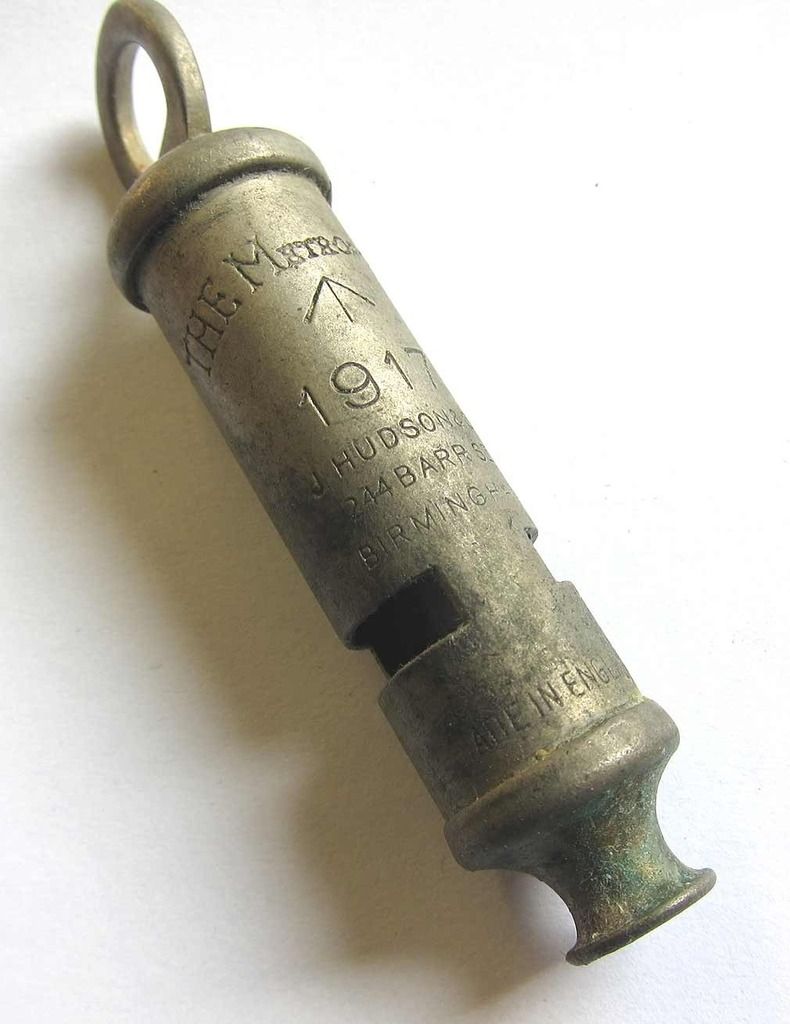 WW1 British Whistle 1914 to 1918 Trench J Hudson Army RFC RAF GALLIPOLI